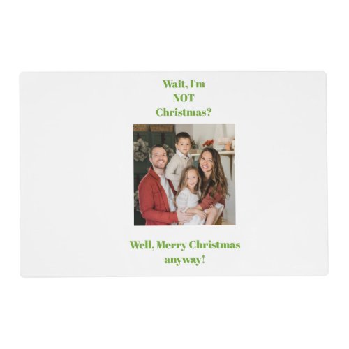 Christmas holiday green text photo placemat