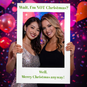 Christmas holiday green text photo selfie frame