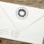 Christmas Holiday Greenery Wreath Return Address  Self-inking Stamp<br><div class="desc">This design features a Christmas greenery return address self-inking stamp with a stylish trendy elegant circle text, a simple minimalist minimal creative, winter snowflake design elegance font, a Christmas holiday mailing accessories, a floral flower leaves leaf design, a simplistic elegance classic family name, traditional elegant emblem motif, a Christmas holiday...</div>