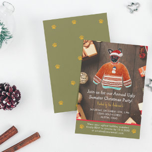 Christmas Holiday Griffon Dog Ugly Sweater Party Invitation