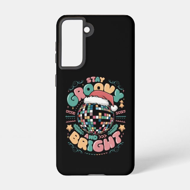 Christmas Holiday Groovy Stay Groovy And Bright Samsung Galaxy Case (Back)