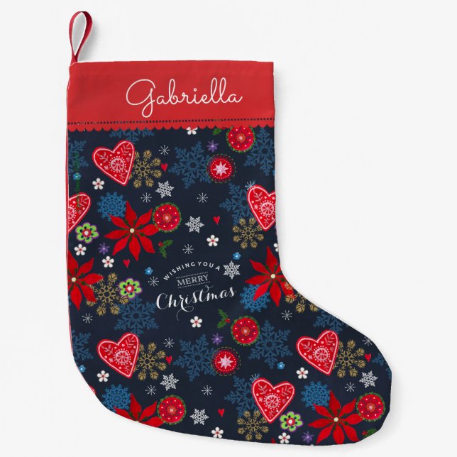 Christmas Holiday | Hearts | Cristmas Stocking (Front)