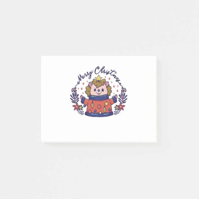 CHRISTMAS HOLIDAY HEDGEHOG POST-IT NOTES (Front)