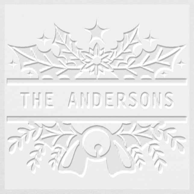 Christmas Holiday Holly Floral Custom Family Name Embosser (Design)