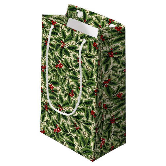 Christmas Holiday Holly Gift Bag (Front Angled)