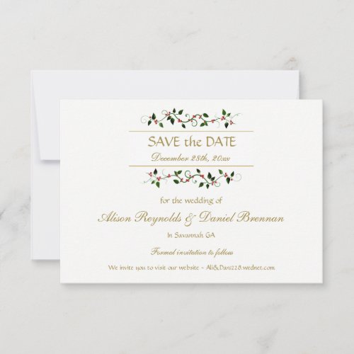 Christmas Holiday Holly Ivy Wedding Save the Date