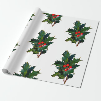 Christmas Holiday Holly Wrapping Paper
