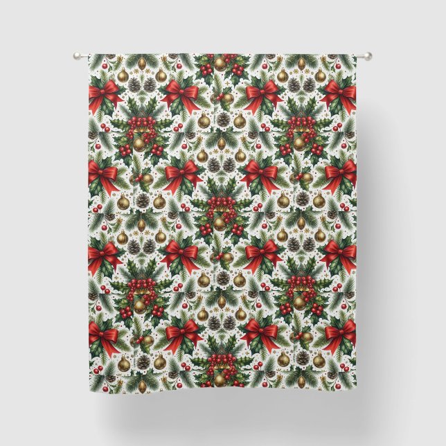 Christmas Holiday Home Decor Curtain  (Front)