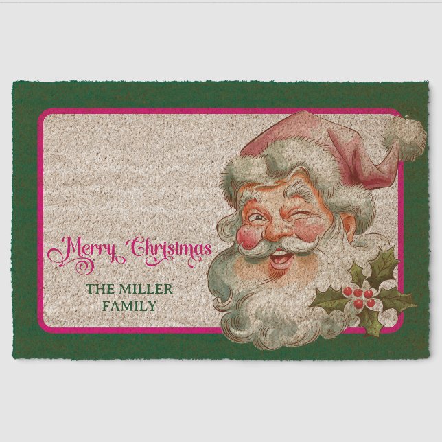 Christmas Holiday Home Decor Fiber Doormat (Front)