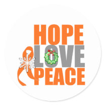 Christmas Holiday Hope Love Peace Leukemia Classic Round Sticker