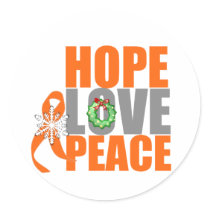 Christmas Holiday Hope Love Peace Leukemia Classic Round Sticker