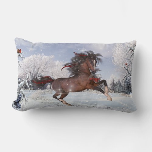 Christmas Holiday Horse Throw Pillow