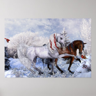 Christmas - Holiday Horses Poster