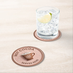 Christmas Holiday Hot Cocoa Round Paper Coaster