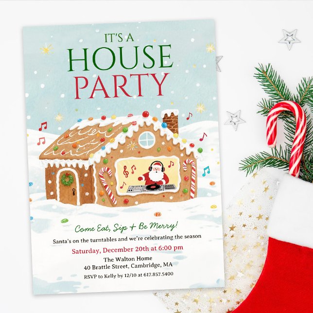 Christmas Holiday House Party Gingerbread House Invitation (Creator Uploaded)
