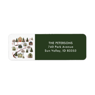 Christmas Holiday Houses Label