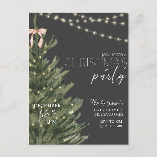 Christmas, Holiday Invitation, Holiday Party, Postcard (Front)
