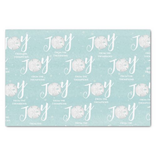 Christmas Holiday Joy Beach Turquoise Coastal Tissue Paper