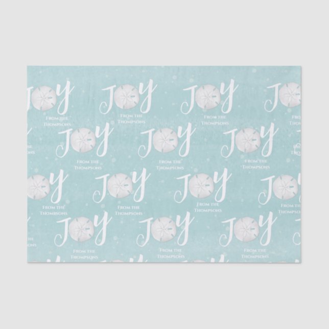 Christmas Holiday Joy Beach Turquoise Coastal Tissue Paper (Front)