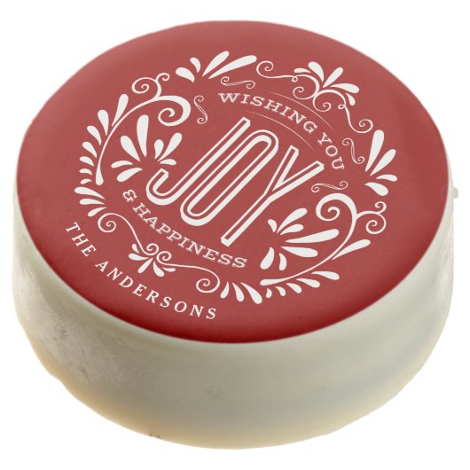 CHRISTMAS HOLIDAY JOY CHALKBOARD PERSONALIZED CHOCOLATE DIPPED OREO (Angled)