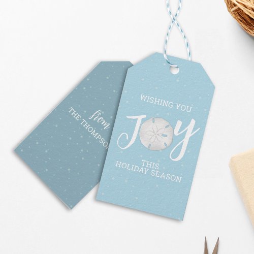 Christmas Holiday Joy Cute Typography Sand Dollar Gift Tags