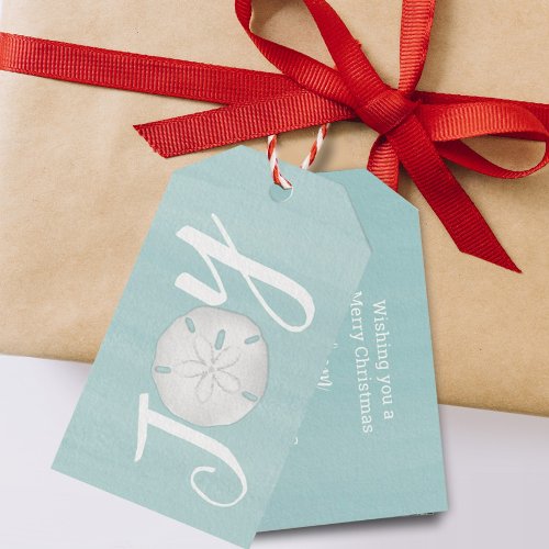 Christmas Holiday Joy Cute Typography Sand Dollar Gift Tags