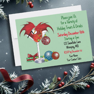 Christmas Holiday Joy Dragon Invitation
