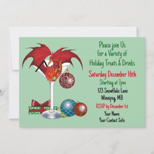 Christmas Holiday Joy Dragon Invitation