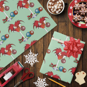 Christmas Holiday Joy Dragon Wrapping Paper