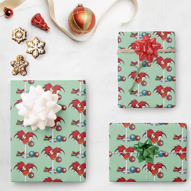 Christmas Holiday Joy Dragon Wrapping Paper Sheets (Creator Uploaded)