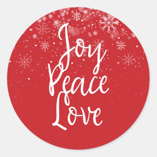 Christmas Holiday Joy Peace Love Classic Round Sticker