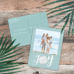 Christmas Holiday Joy Photo Simple Beach Budget<br><div class="desc">This design features Christmas holiday modern Christmas holiday noel simple modern, nautical beach tropical vacation photo, family picture 1 one turquoise, and dollar coastal tropical ocean, seaside sea life turquoise teal, trendy stylish unique typography text, whimsical calligraphy script font, modern holiday island minimalist, Christmas holiday photo budget greeting postcards, simple...</div>