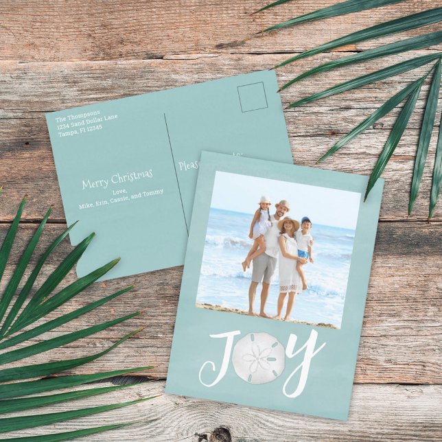 Christmas Holiday Joy Photo Simple Beach Budget  Postcard (Creator Uploaded)