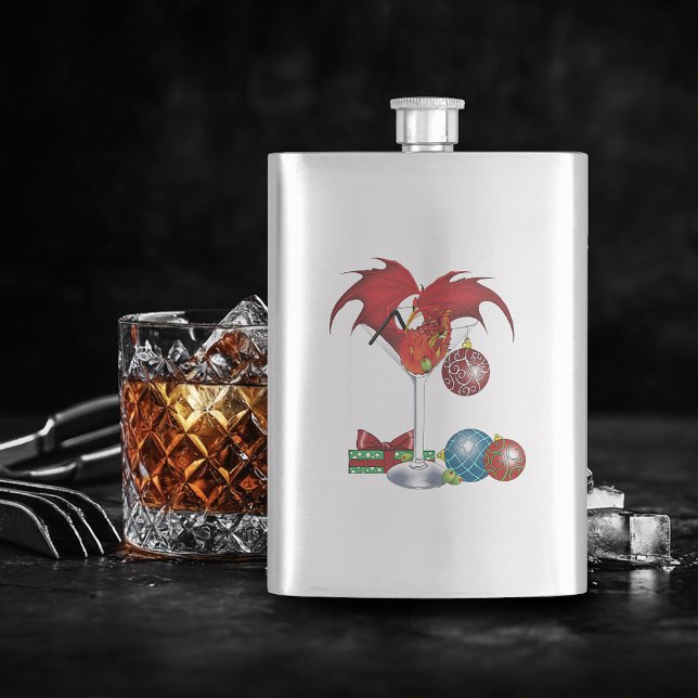Christmas Holiday Joy Red Dragon Cocktail Cheer Flask (Creator Uploaded)