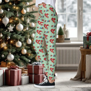 Christmas Holiday Joy Red Dragon Cocktail Cheer Leggings