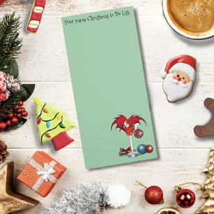 Christmas Holiday Joy Red Dragon Cocktail Cheer Magnetic Notepad
