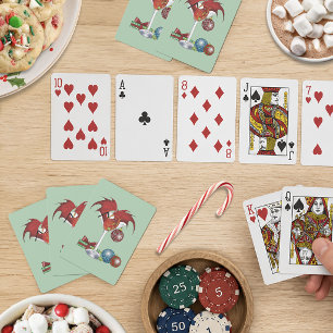 Christmas Holiday Joy Red Dragon Cocktail Cheer Poker Cards