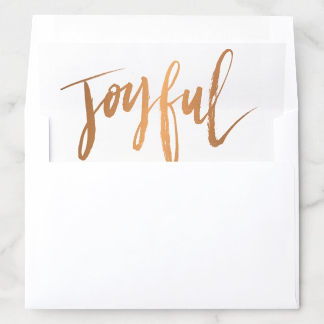 Christmas Holiday Joyful Script Metallic Copper Envelope Liner (In Envelope)