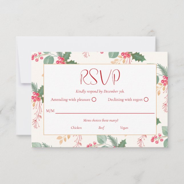 Christmas Holiday Joyful Vintage Floral RSVP Card (Front)