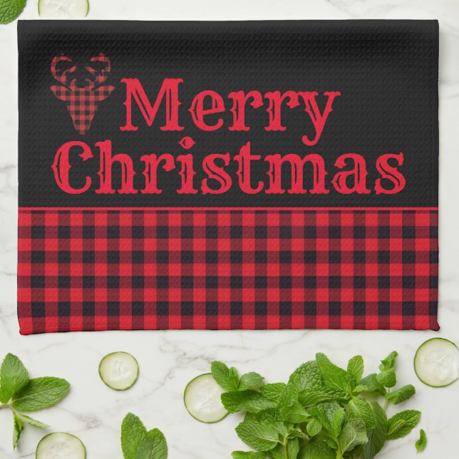 Christmas Holiday Kitchen Towel Buffalo Plaid (Folded)