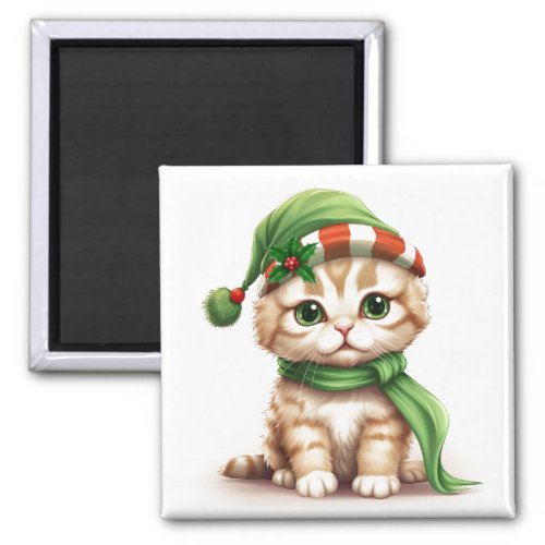 Christmas Holiday Kitten Magnet