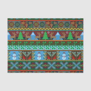 Christmas Holiday Knitted Sweater Pattern Reindeer Tissue Paper