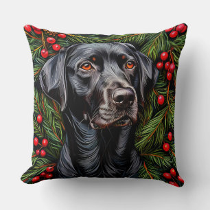Christmas Holiday Labrador Dog Lover Gift Throw Pillow
