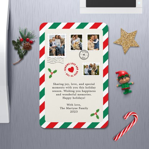 Christmas Holiday Letter Family Photo Collage Magnet