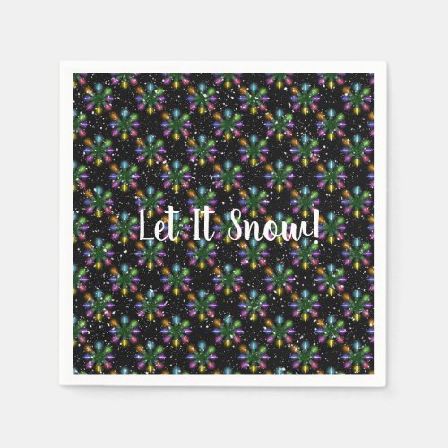 Christmas holiday light snowflake design napkins