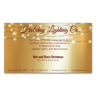 Christmas Holiday Lighting Company Pretty Gold Business Card Magnet