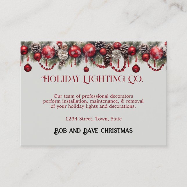Christmas, Holiday Lighting, Decorations,  Business Card (Front)
