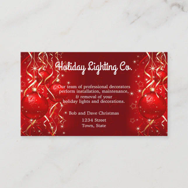 Christmas, Holiday Lighting, Decorations, Custom Business Card Zazzle