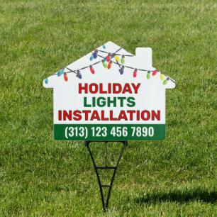 Christmas Holiday Lights Installation Yard Sign