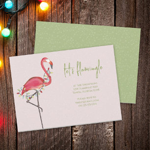 Christmas Holiday Lights Pink Festive Flamingo Invitation